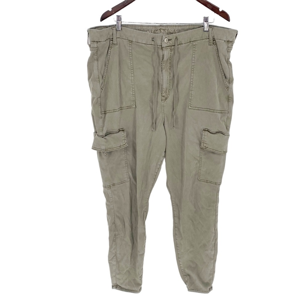 american eagle green curvy super hi-rise jegging cargo pants womens plus 24 long